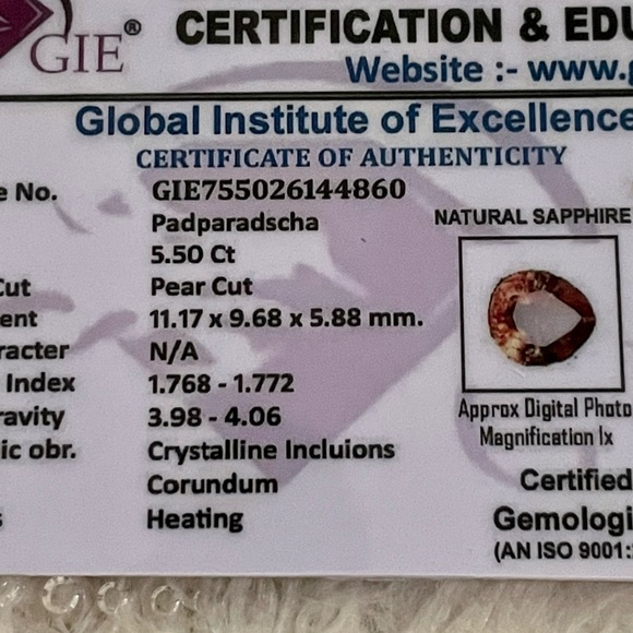 🍑 Rare! 5.50 CT Natural Ceylon Sapphire - Picture 5 of 9